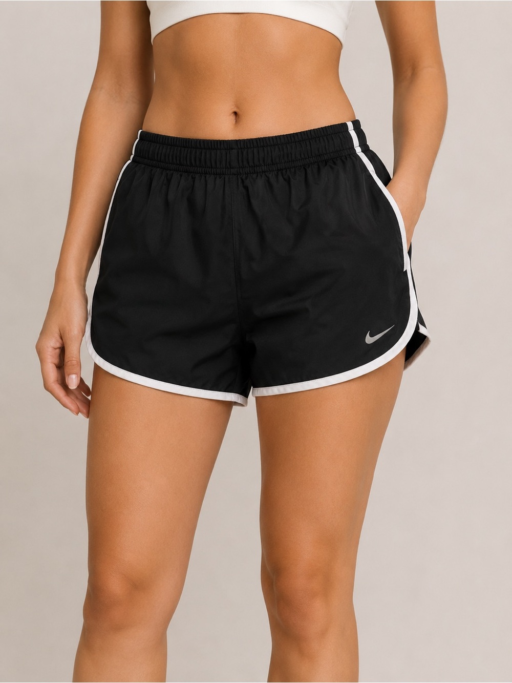 Nike Black Athletic Shorts with White Piping